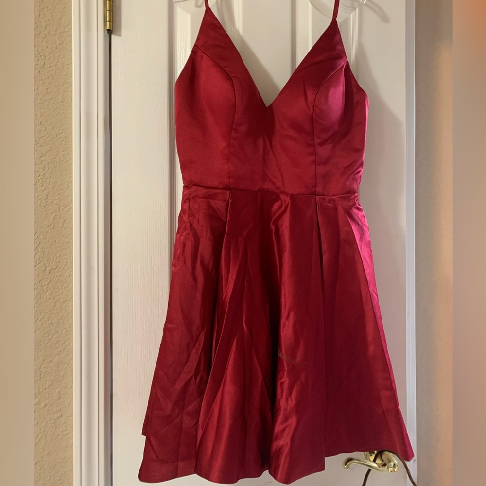 red satin dress